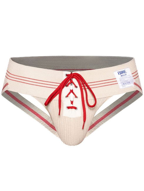 BIKE Athletic BAS343 Vintage Lace-up Jockstrap - Vintage Cream Color Vintage Cream