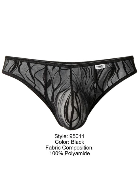 CandyMan 95011 Men's Underwear Seductive Lace Thongs Color Black