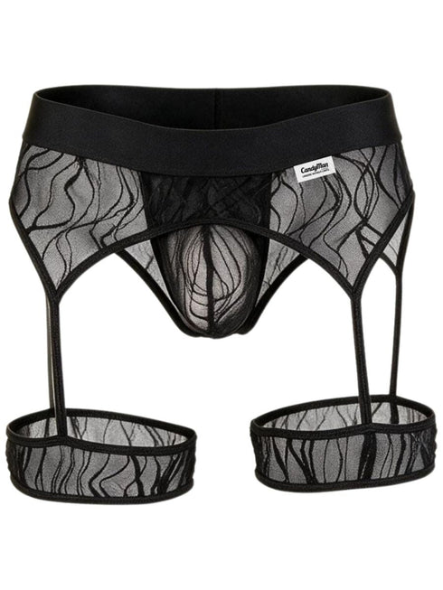 CandyMan 95014 Men's Underwear Seductive Garter Thongs Color Black