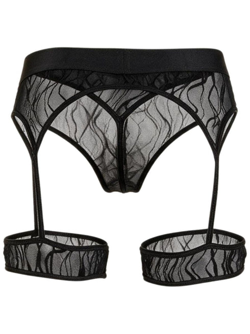 CandyMan 95014 Men's Underwear Seductive Garter Thongs Color Black