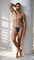 CandyMan 9586 Men's Underwear Mini G-String Color Dark Blue Mesh