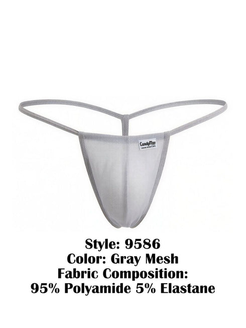 CandyMan 9586 Men's Underwear Mini G-String Color Gray Mesh