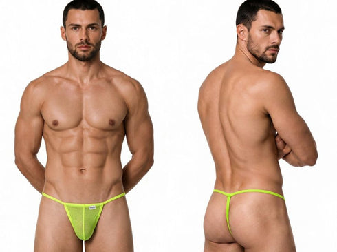 CandyMan 9586 Men's Underwear Mini G-String Color Hot Green Mesh