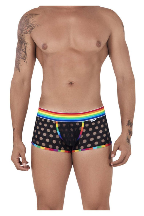 CandyMan 99511X Polka Mesh Trunks Color Black-Rainbow