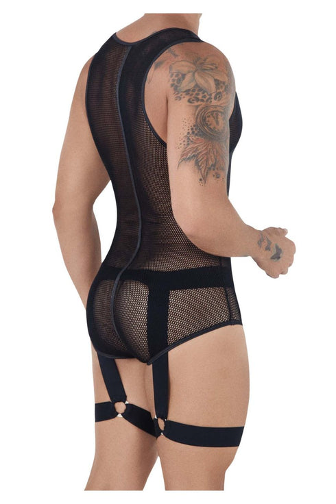 CandyMan 99529X Mesh Garter Bodysuit Color Black