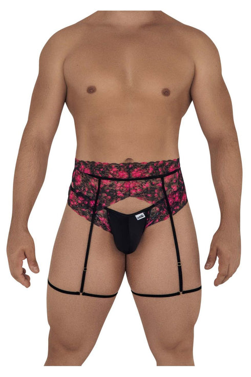 CandyMan 99576X Lace Garter Thongs Color Black Print