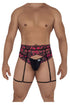 CandyMan 99576X Lace Garter Thongs Color Black Print
