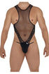 CandyMan 99584X Mesh-Lace Bodysuit Color Black