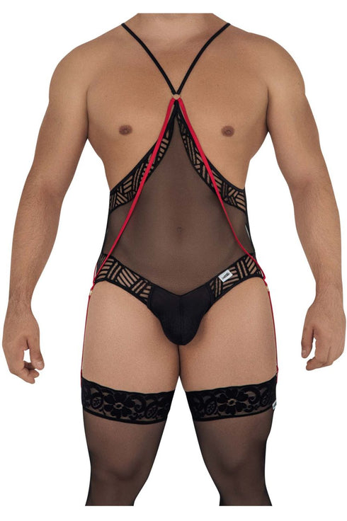 CandyMan 99585X Mesh-Lace Bodysuit Color Black