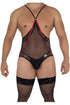 CandyMan 99585X Mesh-Lace Bodysuit Color Black