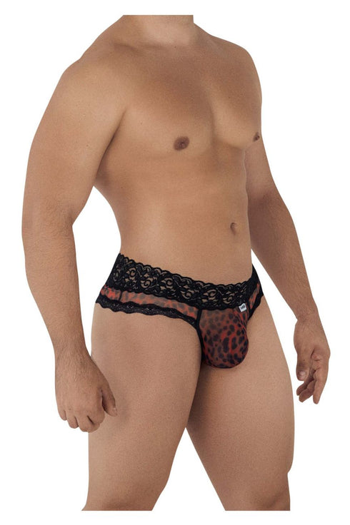 CandyMan 99596X Mesh-Lace Thongs Color Leopard Print