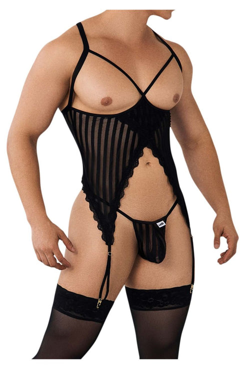 CandyMan 99654X Mesh Two Piece Set Color Black