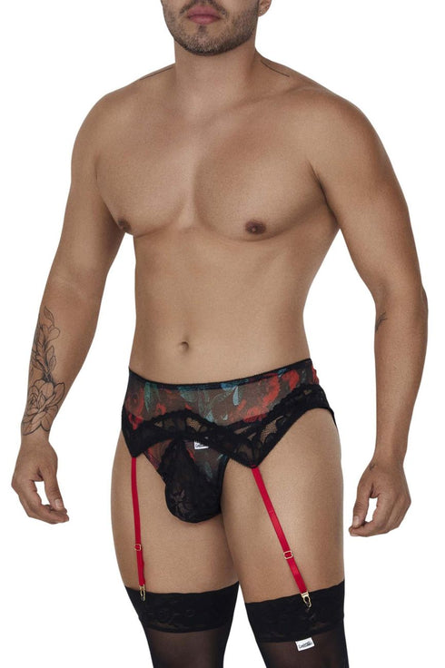CandyMan 99688X Garter Thongs Two Piece Set Color Black