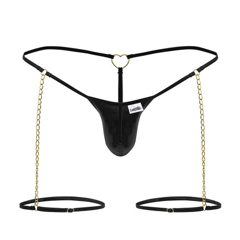 CandyMan 99827 Chain-Garter Thongs Color Black