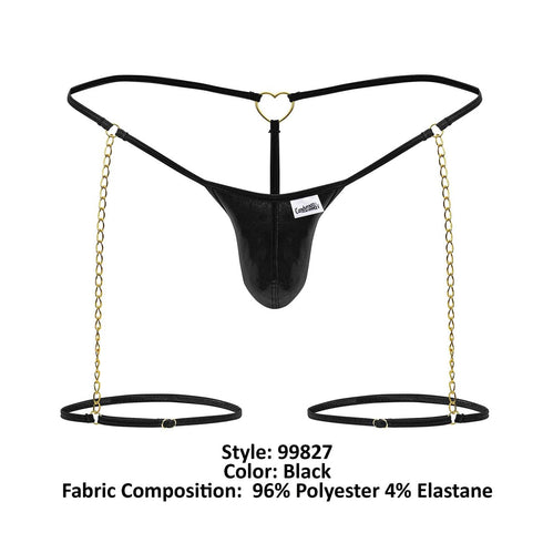 CandyMan 99827 Chain-Garter Thongs Color Black