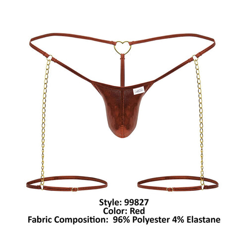 CandyMan 99827 Chain-Garter Thongs Color Red