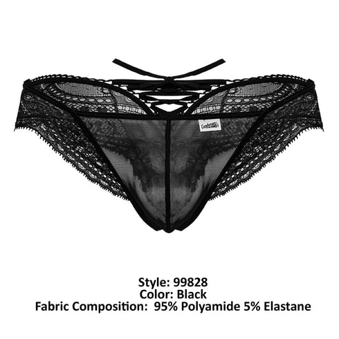 CandyMan 99828 Lace-Mesh Thongs Color Black