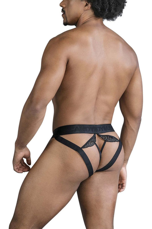 CandyMan 99849 Lace-Mesh Thongs Color Black