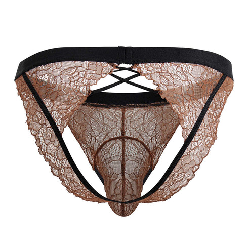 CandyMan 99853 Lace Jockstrap Color Black-Terracotta
