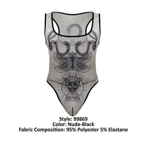 CandyMan 99869 Egyptian Bodysuit Color Nude-Black