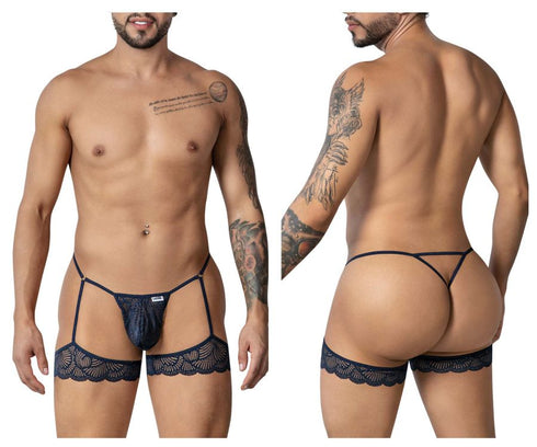 CandyMan 99906 Garter Lace Thongs Color Navy