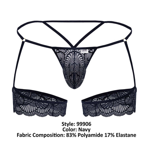 CandyMan 99906 Garter Lace Thongs Color Navy