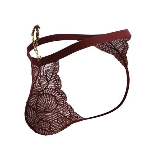 CandyMan 99915 Lace Thongs Color Burgundy