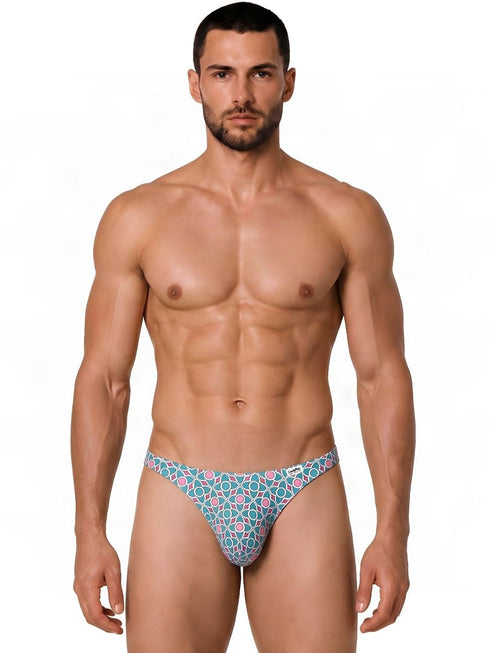 CandyMan 99924 Men's Underwear Printed Thong Color Printed Blue