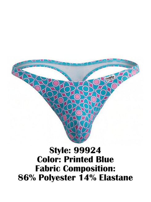 CandyMan 99924 Men's Underwear Printed Thong Color Printed Blue