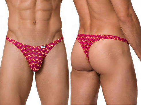 CandyMan 99924 Men's Underwear Printed Thong Color Printed Fuchsia