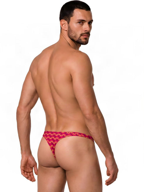 CandyMan 99924 Men's Underwear Printed Thong Color Printed Fuchsia