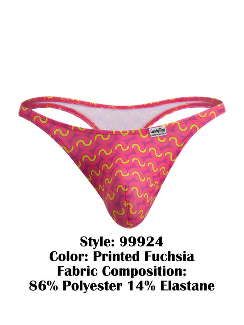 CandyMan 99924 Men's Underwear Printed Thong Color Printed Fuchsia