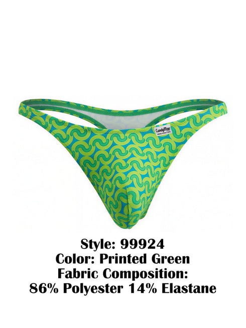 CandyMan 99924 Men's Underwear Printed Thong Color Printed Green