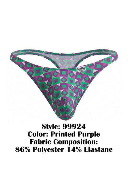 CandyMan 99924 Men's Underwear Printed Thong Color Printed Purple