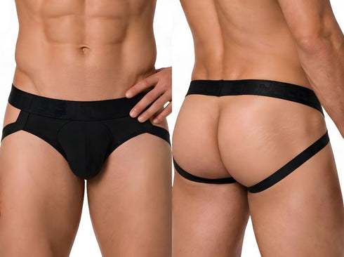 CandyMan 99925 Men's Underwear Supportive Strappy Jockstrap Color Black