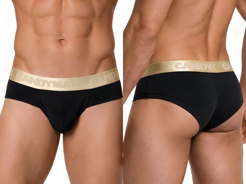 CandyMan 99932 Men's Underwear Sleek Contour Briefs Color Black-Gold