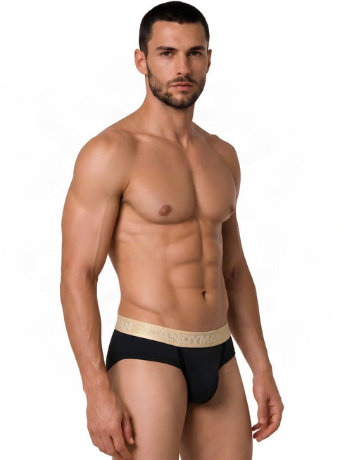 CandyMan 99932 Men's Underwear Sleek Contour Briefs Color Black-Gold