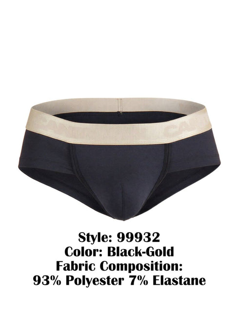 CandyMan 99932 Men's Underwear Sleek Contour Briefs Color Black-Gold