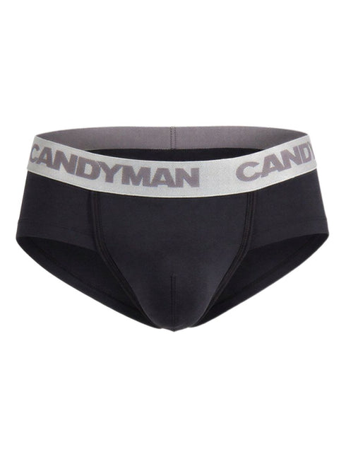 CandyMan 99932 Men's Underwear Sleek Contour Briefs Color Black-Silver