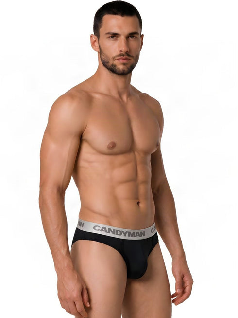 CandyMan 99932 Men's Underwear Sleek Contour Briefs Color Black-Silver
