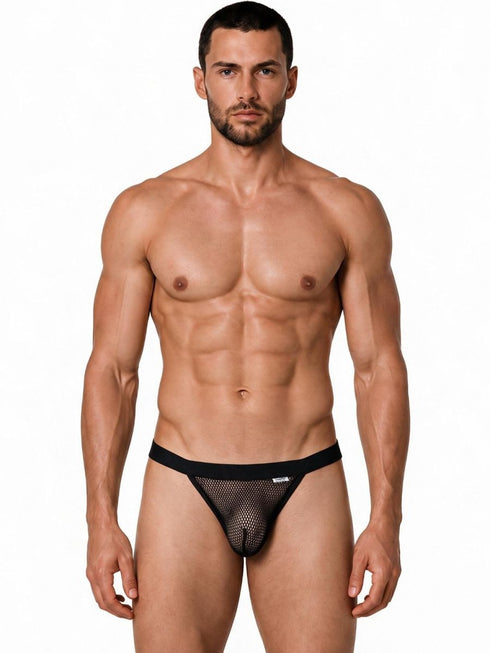 CandyMan 99933 Men's Underwear Seductive Mesh Bikini Color Black Mesh