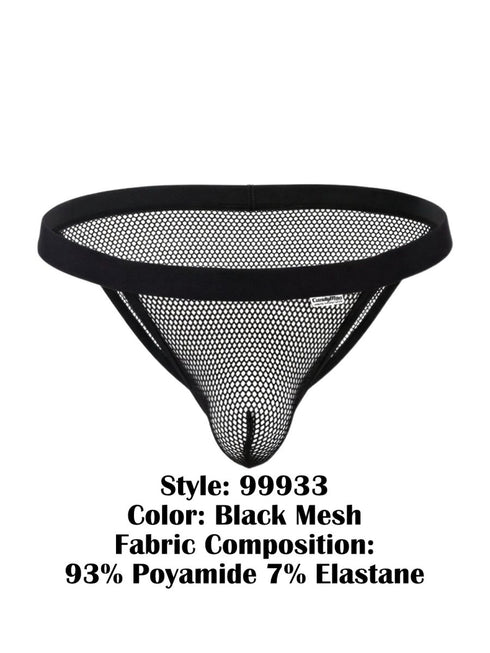 CandyMan 99933 Men's Underwear Seductive Mesh Bikini Color Black Mesh