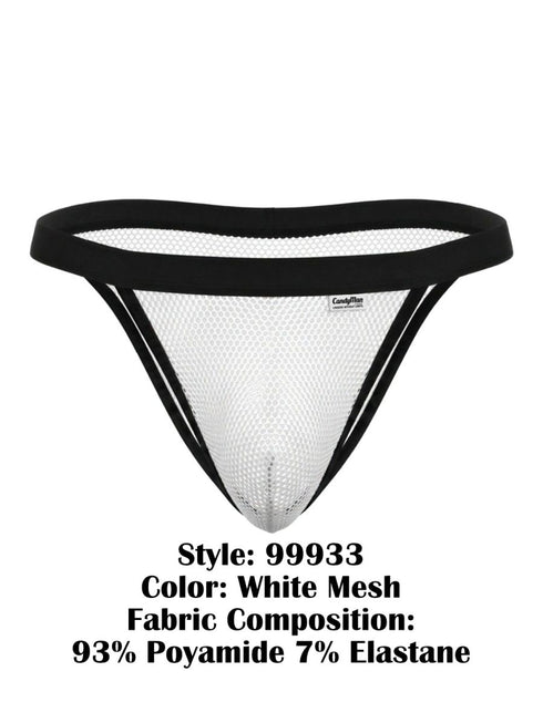 CandyMan 99933 Men's Underwear Seductive Mesh Bikini Color White Mesh