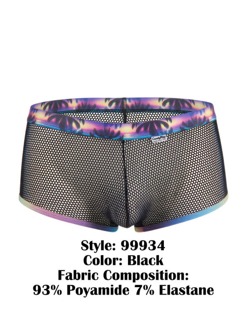 CandyMan 99934 Men's Underwear Breathable Mesh Tropical Trunks Color Black