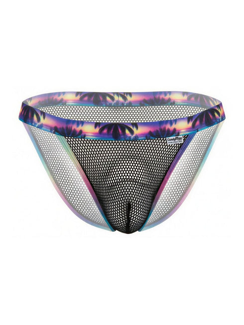 CandyMan 99935 Men's Underwear Tropical Mesh Low Rise Briefs Color Black