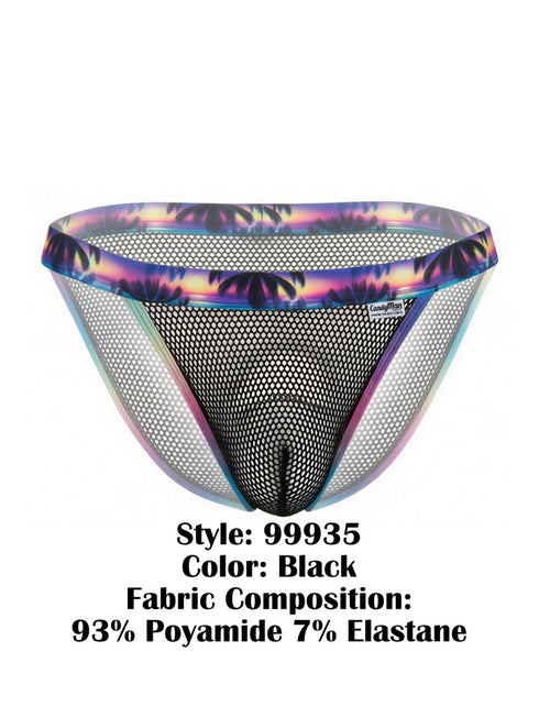 CandyMan 99935 Men's Underwear Tropical Mesh Low Rise Briefs Color Black
