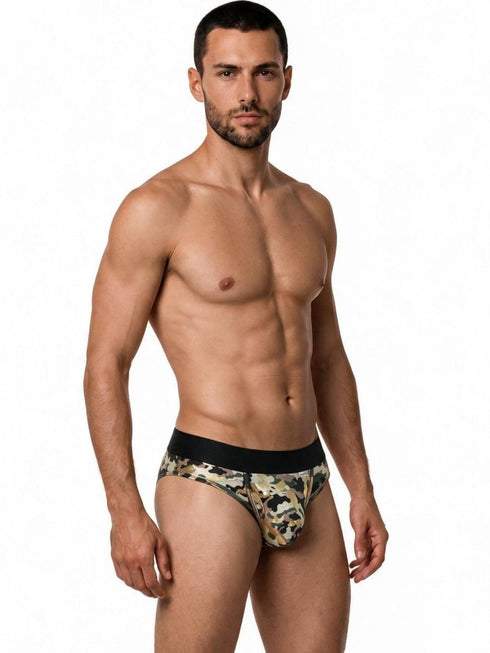 CandyMan 99938 Men's Underwear Contoured Support Low Rise Briefs Color Camo