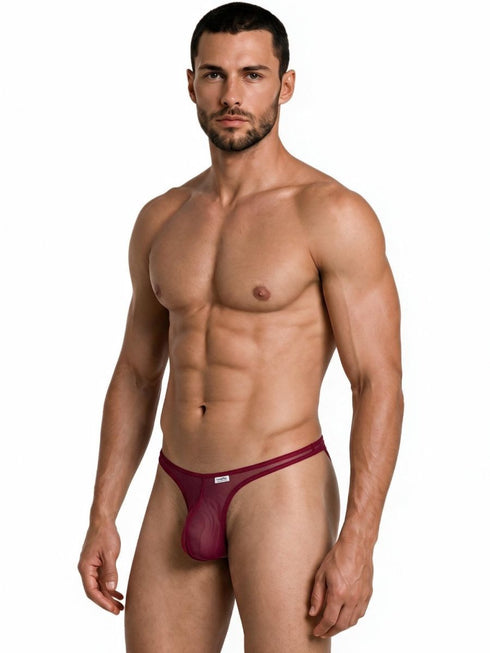 CandyMan 99954 Men's Underwear Sheer Mesh Thongs Color Burgundy Mesh