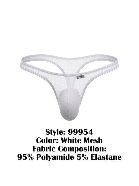 CandyMan 99954 Men's Underwear Sheer Mesh Thongs Color White Mesh