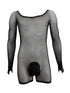 CandyMan 99955 Men's Underwear Patterned Fishnet Long Sleeve Bodysuit Color Black
